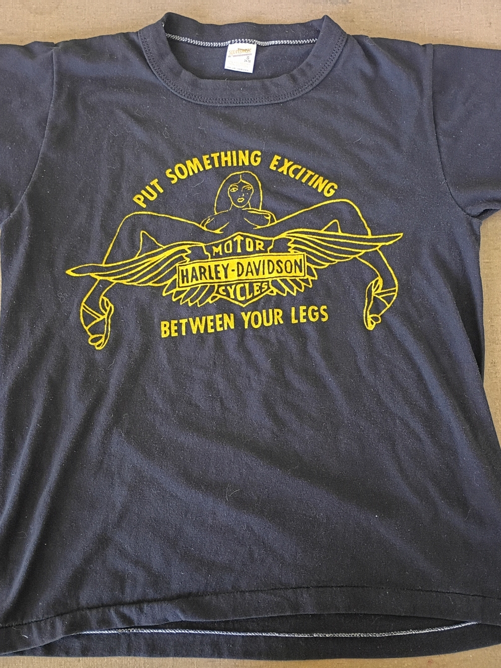 Vtg 1980s Harley Davidson Put Something Exciting Between Your Legs T Shirt Sz S